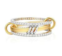 Anelli Argento Oro 18k Placcato Donna impilabili e Uomo Anti-ossidazione, Anello 5A Zirconia Cubica Placcati in Oro Set di Chunky Anelli Impilabili Mis 14-24, anelli acciaio inossidabile donna