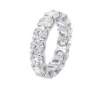 Anelli Boho Anello Donna Sottile Eternità con taglio rotondo bianco moissanite oro bianco, 49 (15.6), Oro bianco 18 carati (750), Moissanite