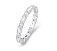Anelli boho da donna per il dito medio eternità con taglio rettangolare moissanite 9 K oro bianco misura 56 (17,8)