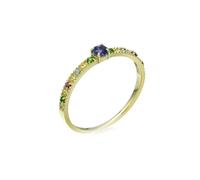 Anelli carini, anelli boho eleganti topazio rotondo viola con gemma multicolore oro giallo, 67 (21.3), Oro giallo 18 carati (750), Topazio