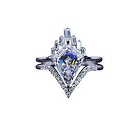 Anelli Carini per Ragazze Adolescenti Anello a due pezzi con a forma di diamante semplice alla moda Anello con diamante triangolare a Raccoglitori Da Pollice 3 Anelli Coperchio (Sliver, One Size)