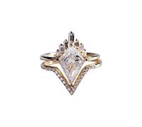Anelli Carini per Ragazze Adolescenti Anello a due pezzi con a forma di diamante semplice alla moda Anello con diamante triangolare a Raccoglitori Da Pollice 3 Anelli Coperchio (Gold, One Size)