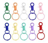 Anelli Chiave 30mm con Moschettone, Set di 10 Portachiavi Colorati, Gancio a Moschettone con Anelli Rotanti a 360° per Tecniche Creative Fai-da-te, Moschettone Girevole