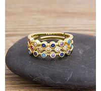 Anelli con ciondoli Geometrici Bohémien Round DOT Rainbow Crystal Stone Anelli Regolabili con Dito Aperto per Accessori per Gioielli da Donna