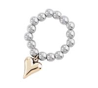 Anelli con ciondolo a forma di cuore geometrico moderno per amanti degli accessori alla moda corda elastica e perline rotonde gioielli a forma di cuore geometrico, One Size, come descritto, come