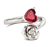Anelli con fiori bianchi e cuori rossi Anello con zirconi cubici casual alla moda giovane per ragazze Donne Coppia negli sport per il tempo libero Bello e attraente