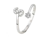 Anelli Con Iniziale In Argento 925 E Zirconi Cubici, Regolabili, Sottili E Impilabili, Con Fascia Aperta E Alfabeto Az, Per Donne, Uomini E Ragazze, Con Scatola, Regalo Di Gioielli, Lettera S