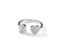 Anelli con iniziale personalizzata per donna, placcati oro 18 carati, con diamanti CZ, lettere dell'alfabeto da A a Z regolabili, anelli con cuore, gioielli personalizzati da regalare a donne