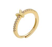 Anelli con iniziali da donna, anello con lettera iniziale, apertura regolabile, da donna, classico, semplice, anello da dito per donne, regalo per feste, 26 lettere dell'alfabeto scintillanti, anello