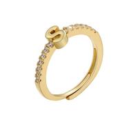 Anelli con iniziali da donna, anello con lettera iniziale, apertura regolabile, da donna, classico, semplice, anello da dito per donne, regalo per feste, 26 lettere dell'alfabeto scintillanti, anello