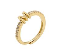 Anelli con iniziali da donna, anello con lettera iniziale, apertura regolabile, da donna, classico, semplice, anello da dito per donne, regalo per feste, 26 lettere dell'alfabeto scintillanti, anello