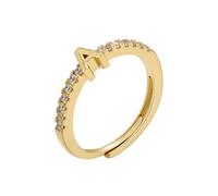 Anelli con iniziali da donna, anello con lettera iniziale, apertura regolabile, da donna, classico, semplice, anello da dito per donne, regalo per feste, 26 lettere dell'alfabeto scintillanti, anello