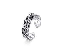 Anelli con nodo celtico da uomo, anello aperto regolabile con nodo celtico in argento sterling 925 per le donne Gioielli celtici Anello celtico per pollice da ragazza Anello intrecciato a spirale