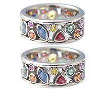 Anelli con pietre preziose 2 pezzi Anelli con pietre arcobaleno con diamanti a forma geometrica completa per donna Misura 8 Anello in lucido per fidanzamento, promessa di matrimonio, cockta