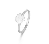 Anelli con Quadrifoglio per Donne Ragazze Anelli per il giorno di San Patrizio Anello con Quadrifoglio a Forma di Cuore Fascino di Buona Fortuna Gioielli in Acciaio Inossidabile (17mm, Argento)