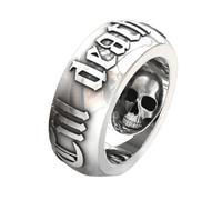 Anelli con teschio da uomo e donna, con cristallo nero, stile punk | Fino alla morte ci separa, unisex, stile punk, puro, per matrimonio e fidanzamento