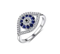 Anelli con Zirconia Cubica Occhio Turco Blu contro il Malocchio per Donne Ragazze Fascia Statement Placcati in Argento Sterling Chunky Impilabili Dito Medio Mignolo Eleganti Scintillanti Delicati
