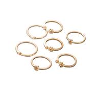 Anelli congiunti della Luna del Fiore del Rhinestone retrò 7 Pezzi Anelli dell'articolazione dell'oro di Nozze delle Ragazze Set Regali dei Gioielli per Le Donne di Fidanzamento