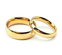 Anelli Coppia Fidanzati Oro Anello a Fasce Alte Lucide Anelli Acciaio Fedine Oro Anello Matrimonio Nessuna Scritta, Donna Taglia 12 & Uomo Taglia 15