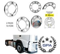 ANELLI COPRIMOZZO COPRI DADI CERCHI PER CAMION 10 FORI IN ACCIAIO INOX KIT 2 PZ