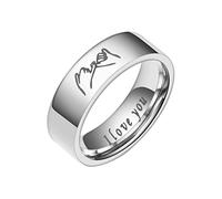 Anelli d' in acciaio inossidabile Mano mano Decompressione Anello girevole Fedi nuziali Anelli per donna Anelli per uomo Anelli lisci Anelli con geometria Taglia 6 Tenditore Ring per (Silver, 6)