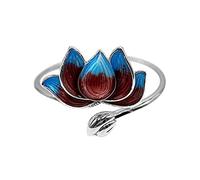 Anelli Da 1 Dollaro Anello di fiori di loto Anello d'argento Anello di fiori di carino Anello di figlia Regalo di compleanno per figlia da mamma papà Anello Di Alti E Bassi per La (Silver-c, One Size)