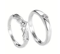 Anelli da donna 925, anello celebrità in argento con ali d'angelo con zirconi regolabili Regali per le donne, Einstellbar, argento 925, Zirconia cubica