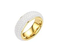 Anelli da donna a cinque file di perle curve intarsiate in acciaio inossidabile con zirconi abbinati eleganti versatili fasce impilabili resistenti all'ossidazione accessori per le mani per matrimoni