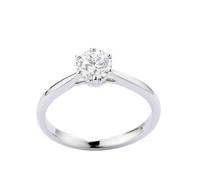 Anelli da donna a metà dito, anello di promessa per me con 6 griffe da 0,5 ct diamante rotondo in oro bianco/platino 9/14/18 carati, M 1/2, Platino, Diamante