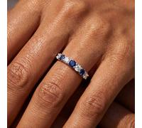 Anelli da donna adatti per tutti i giorni, per feste, placcati in argento bianco 18 carati, scintillanti blu e bianco, con sette stelle e zirconia cubica, regalo di Natale