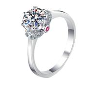 Anelli da donna alla moda, anelli da donna in oro bianco vintage con taglio rotondo diamante coltivato da laboratorio, 13 (16,9), Oro bianco 14 carati (585), Diamante coltivato da laboratorio