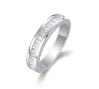 Anelli da donna alla moda, anelli da donna per il dito medio anello eternità con moissanite rettangolare argento 9K bianco misura 50 (15,9)