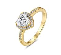 Anelli da donna alla moda, anello da donna per dito medio a forma di cuore con moissanite da 1 ct oro giallo 9K misura 52 (16,6)