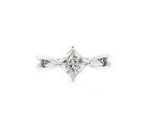 Anelli da donna alla moda, in oro bianco con moissanite quadrata da 1/2/3 carati, regali per la mamma, 50 (15,9), Moissanite