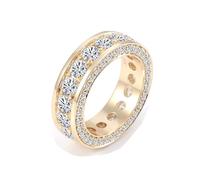 Anelli da donna alla moda, stile vintage eternity, con moissanite di forma rotonda, gioielli da donna, J 1/2, Oro giallo 18 carati, Moissanite