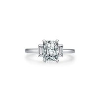 Anelli da donna, anelli da donna, con dita piccole, geometrica, argento con taglio rettangolare, laboratorio, diamante bianco 9K, misura 52 (16,6)