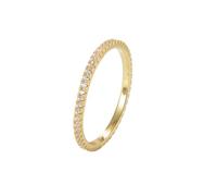 Anelli da donna, anelli dell'amicizia, delicati, eternità con taglio rotondo, moissanite, oro giallo 14 carati, misura 50 (15,9)