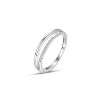 Anelli da donna, anello da sposa in argento 925 con doppio tondo bianco con zirconia cubica, 56.5, Argento 925/1000, zirconia cubica