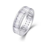 Anelli da donna, anello di nozze con moissanite rettangolare da 6,4 ct, 2 x 4 mm, argento bianco 18 carati, misura 60 (19,1)