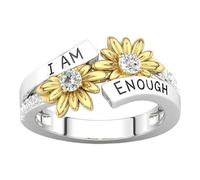 Anelli da donna - Anello ispirato I Am Enough, gioielli Sunshine Statement | Regalo elegante adatto compleanno San Valentino ragazze donne accessorio moda, Se référer au descriptif, Fare riferimento