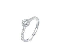 Anelli da donna, Anillo para Mujer con moissanite di forma rotonda, regali di compleanno per le donne, N 1/2, Platino, Moissanite