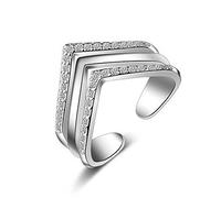 Anelli da donna, argento sterling, anello di apertura, forma a V con zirconia cubica, personalità, anelli di partnership, anelli di amicizia, anello di coda, regolabile
