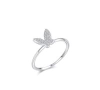Anelli da donna con dita piccole, anelli dell'amicizia fidanzate con diamanti artificiali, argento 9K, oro bianco 9 K, misura 65 (20,7)