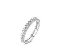 Anelli da donna con dita piccole, anelli dell'amicizia sottili di perle con moissanite rotonda in oro bianco 14 carati, misura 50 (15,9)