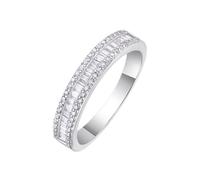 Anelli da donna con dita piccole, anello celebrità per donna 4,4 mm Eternity con 1 X 1,5 mm rettangolare 0,3 ct moissanite argento 9 K oro bianco misura 61 (19,4)