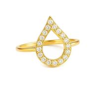 Anelli da donna con dita piccole, anello Memoire Gocce d'acqua con diamante oro giallo 18 carati, misura 52 (16,6)