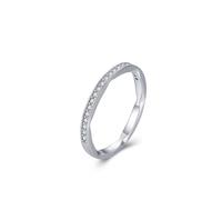 Anelli da donna con dita piccole, anello semplice geometrico argento con taglio rotondo laboratorio diamante 9K oro bianco misura 52 (16,6)
