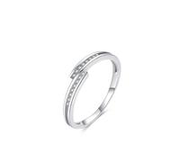 Anelli da donna con dita piccole, set di anelli da donna in argento geometrico con taglio rotondo Laboratorio Diamante 14 carati oro bianco misura 52 (16,6)