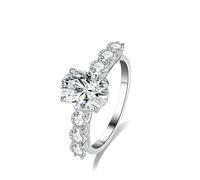 Anelli da donna con dito indice, anello celebrità migliore amica con 2 ct ovale moissanite argento 9 carati bianco misura 50 (15,9)