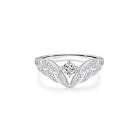 Anelli da donna delicati, anelli da donna per il dito medio angolare design con 0,25 carati di moissanite rotonda oro bianco platino misura 17 (18,1)
